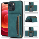 Three-fold Leather Phone Case with Card Slot & Wallet & Holder For iPhone 13(Blue)