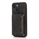 Three-fold Leather Phone Case with Card Slot & Wallet & Holder For iPhone 13(Black)