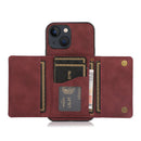 Three-fold Leather Phone Case with Card Slot & Wallet & Holder For iPhone 13 mini(Wine Red)