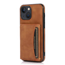 Three-fold Leather Phone Case with Card Slot & Wallet & Holder For iPhone 13 mini(Brown)
