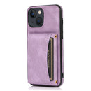 Three-fold Leather Phone Case with Card Slot & Wallet & Holder For iPhone 13 mini(Purple)