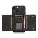 Three-fold Leather Phone Case with Card Slot & Wallet & Holder For iPhone 13 mini(Black)