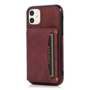 Three-fold Leather Phone Case with Card Slot & Wallet & Holder For iPhone 11 Pro Max(Wine Red)