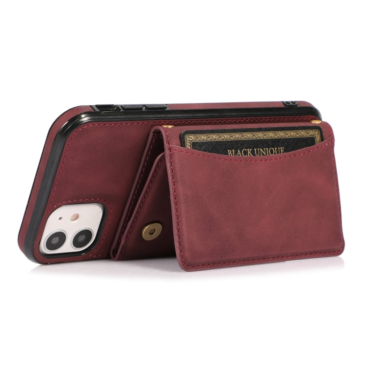 Three-fold Leather Phone Case with Card Slot & Wallet & Holder For iPhone 11 Pro Max(Wine Red)