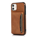 Three-fold Leather Phone Case with Card Slot & Wallet & Holder For iPhone 11(Brown)