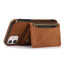 Three-fold Leather Phone Case with Card Slot & Wallet & Holder For iPhone 11(Brown)