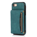 For iPhone SE 2022 / SE 2020 / 8 / 7 Three-fold Leather Phone Case with Card Slot & Wallet & Holder(Blue)