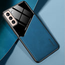 For Samsung Galaxy S22 5G Leather Glass Magnet Phone Case(Royal Blue)
