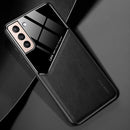 For Samsung Galaxy S22 5G Leather Glass Magnet Phone Case(Black)