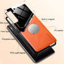 For Samsung Galaxy S22 5G Leather Glass Magnet Phone Case(Black)