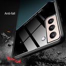 For Samsung Galaxy S22 5G Leather Glass Magnet Phone Case(Red)