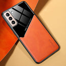 For Samsung Galaxy S22 5G Leather Glass Magnet Phone Case(Yellow)