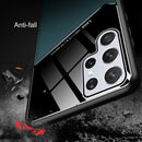 For Samsung Galaxy S22 Ultra 5G Leather Glass Magnet Phone Case(Dark Green)
