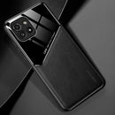 For Samsung Galaxy A03 Leather Glass Magnet Phone Case(Black)