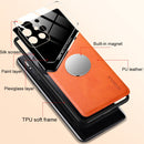 For Samsung Galaxy A03 Leather Glass Magnet Phone Case(Black)