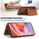For Samsung Galaxy A32 4G Three-fold Leather Phone Case with Card Slot & Wallet & Holder(Brown)