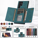 For Samsung Galaxy S22 Ultra Three-fold Leather Phone Case with Card Slot & Wallet & Holder(Green)