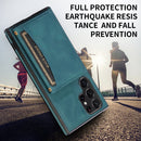 For Samsung Galaxy S22 Ultra Three-fold Leather Phone Case with Card Slot & Wallet & Holder(Green)