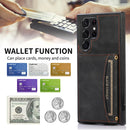 For Samsung Galaxy S22 Ultra Three-fold Leather Phone Case with Card Slot & Wallet & Holder(Black)