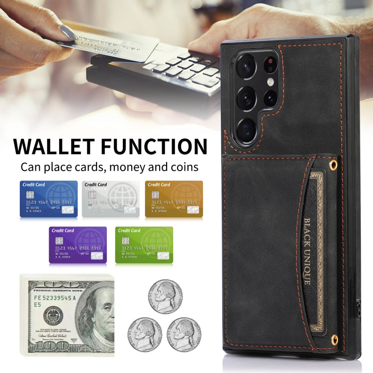 For Samsung Galaxy S22 Ultra Three-fold Leather Phone Case with Card Slot & Wallet & Holder(Black)