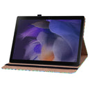 For Samsung Galaxy Tab A8 10.5 2021 Color Weave Leather Tablet Case with Holder(Rainbow)