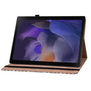 For Samsung Galaxy Tab A8 10.5 2021 Color Weave Leather Tablet Case with Holder(Brown)