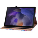 For Samsung Galaxy Tab A8 10.5 2021 Color Weave Leather Tablet Case with Holder(Blue)