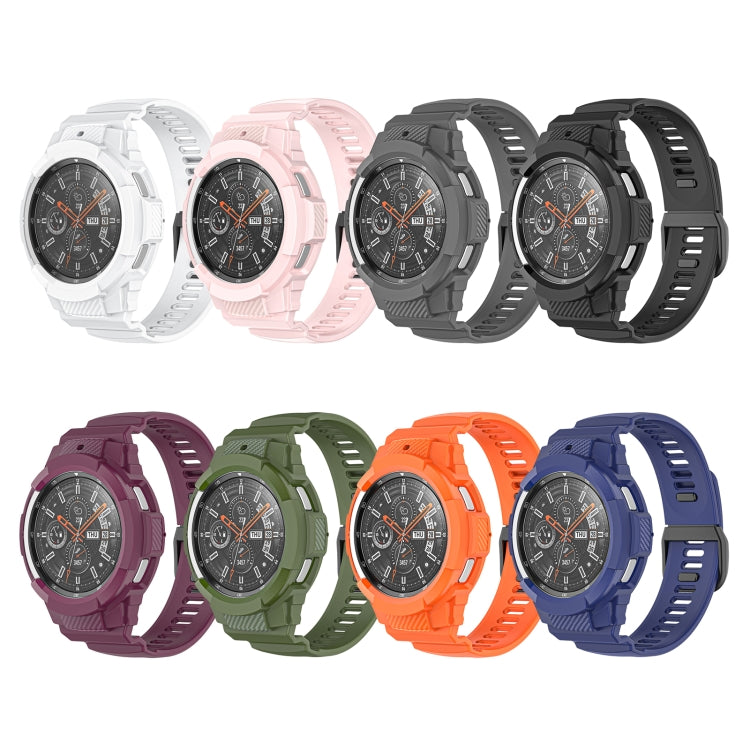 For Samsung Galaxy Watch4 Classic 42mm Carbon Fiber Sport Silicone Integrated Watch Band(Black)