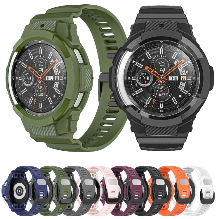 For Samsung Galaxy Watch4 Classic 42mm Carbon Fiber Sport Silicone Integrated Watch Band(Black)