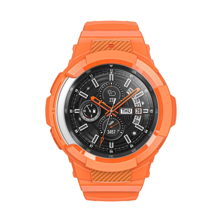 For Samsung Galaxy Watch4 Classic 46mm Carbon Fiber Sport Silicone Integrated Watch Band(Orange)