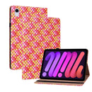 Color Weave Smart Leather Tablet Case For iPad mini 6(Rose Red)