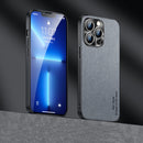 Suede Leather Phone Case For iPhone 13 Pro(Grey)