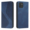 For Samsung Galaxy A03 164mm Skin Feel Magnetic S-type Leather Phone Case(Blue)