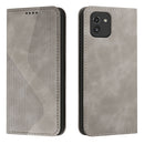 For Samsung Galaxy A03 164mm Skin Feel Magnetic S-type Leather Phone Case(Grey)