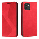 For Samsung Galaxy A03 164mm Skin Feel Magnetic S-type Leather Phone Case(Red)