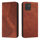 For Samsung Galaxy A03 164mm Skin Feel Magnetic S-type Leather Phone Case(Brown)
