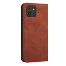 For Samsung Galaxy A03 164mm Skin Feel Magnetic S-type Leather Phone Case(Brown)