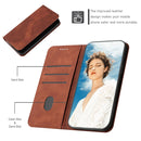 For Samsung Galaxy A03 164mm Skin Feel Magnetic S-type Leather Phone Case(Brown)