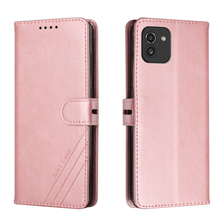 For Samsung Galaxy A03 164mm Version Cow Texture Leather Phone Case(Rose Gold)