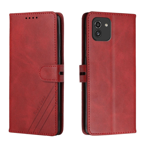 For Samsung Galaxy A03 164mm Version Cow Texture Leather Phone Case(Red)