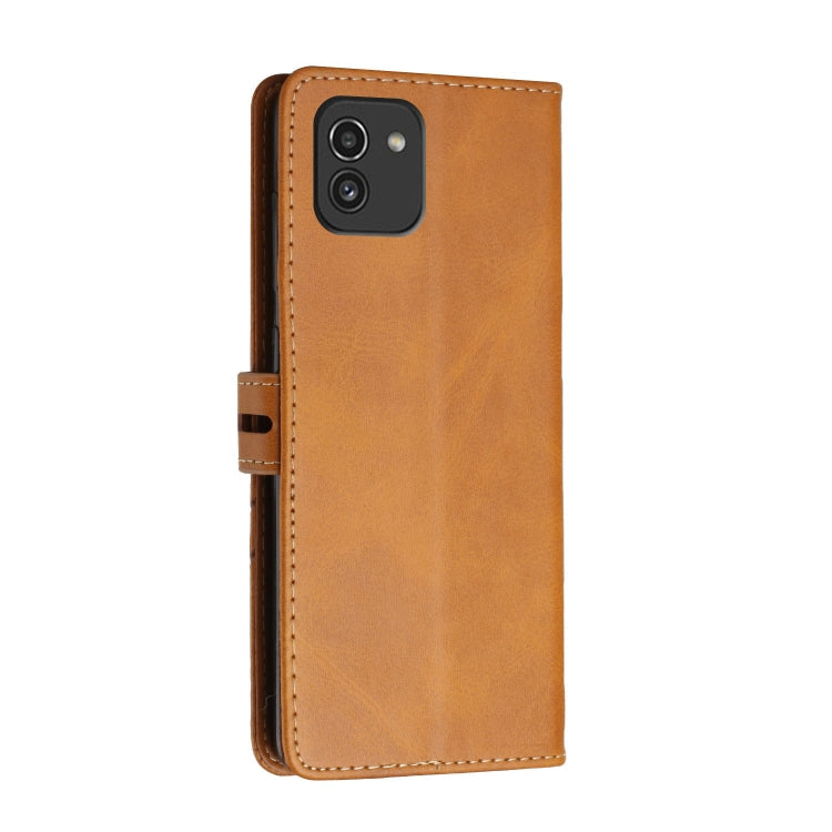 For Samsung Galaxy A03 164mm Version Cow Texture Leather Phone Case(Yellow)