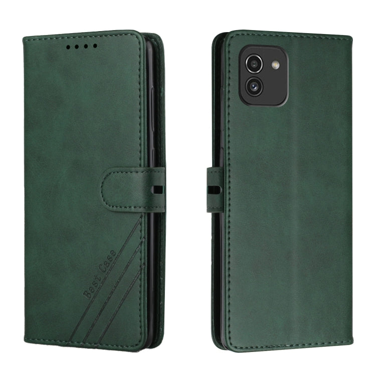 For Samsung Galaxy A03 164mm Version Cow Texture Leather Phone Case(Green)