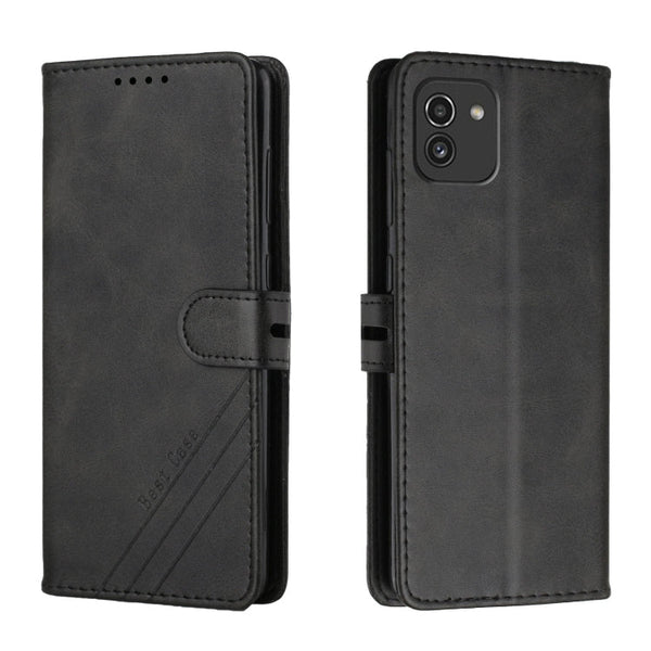 For Samsung Galaxy A03 164mm Version Cow Texture Leather Phone Case(Black)