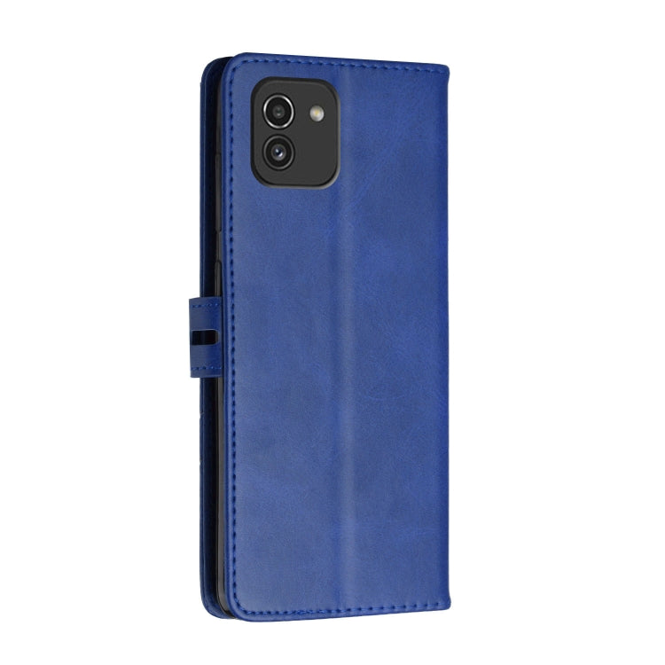 For Samsung Galaxy A03 164mm Version Cow Texture Leather Phone Case(Blue)