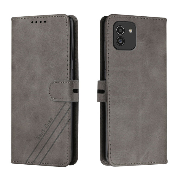 For Samsung Galaxy A03 164mm Version Cow Texture Leather Phone Case(Grey)