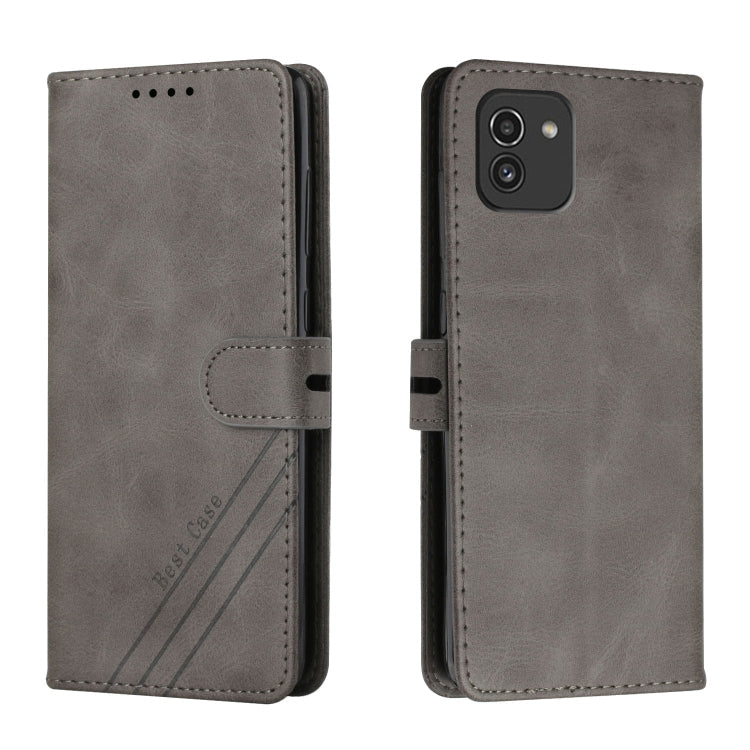For Samsung Galaxy A03 164mm Version Cow Texture Leather Phone Case(Grey)
