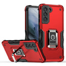For Samsung Galaxy S21 FE 5G Ring Holder Non-slip Armor Phone Case(Red)