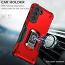 For Samsung Galaxy S21 FE 5G Ring Holder Non-slip Armor Phone Case(Red)