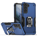 For Samsung Galaxy S21 FE 5G Ring Holder Non-slip Armor Phone Case(Blue)