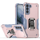 For Samsung Galaxy S21 FE 5G Ring Holder Non-slip Armor Phone Case(Rose Gold)